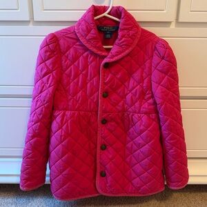 Polo Ralph Lauren pink quilted barn jacket coat 6x